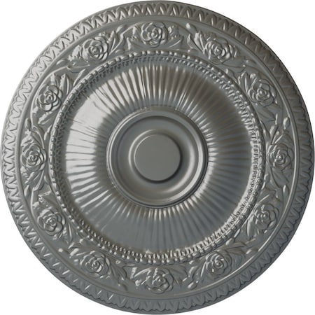 Ekena Millwork Neuveau Ceiling Medallion (Fits Canopies up to 6 3/8"), Hand-Painted Silver, 24 1/4"OD x 2"P CM24NASLS